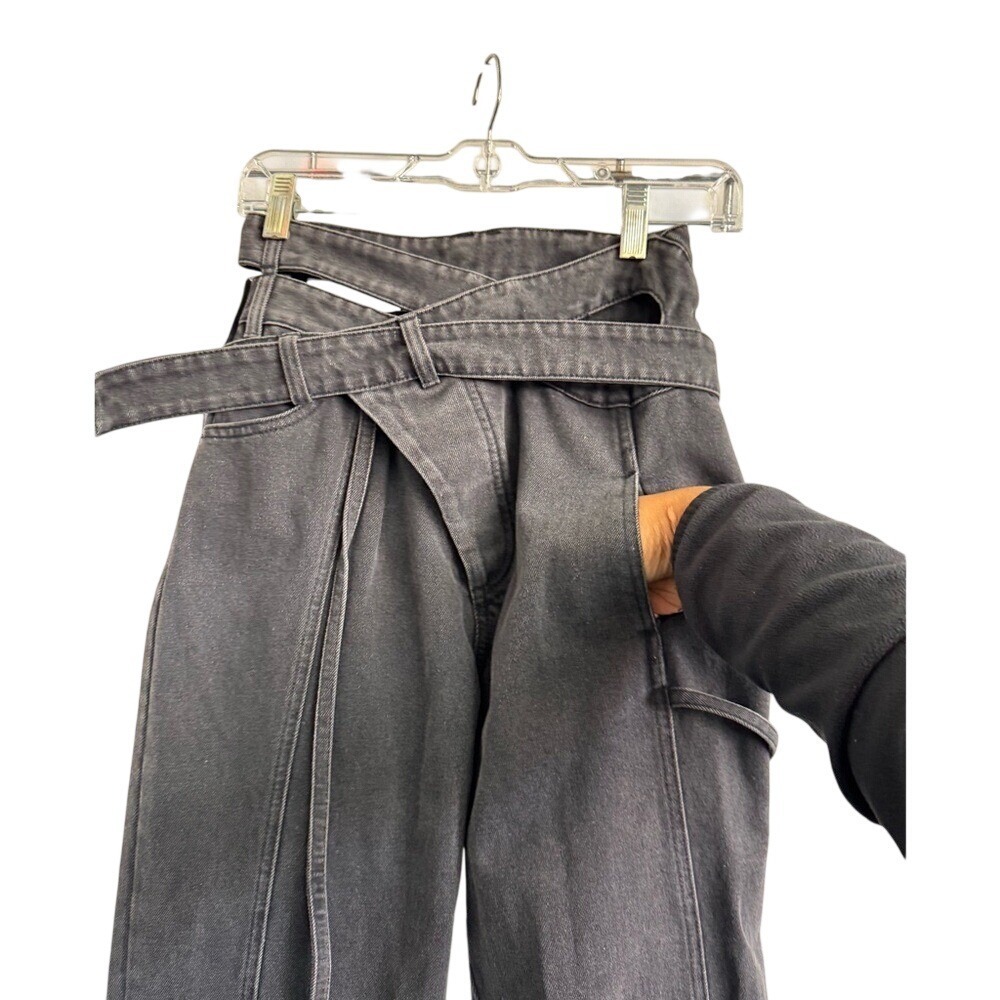 OTTOLINGER x ISKO Black Denim Wrap Waist Belted Jeans Womens XS - Picture 3 of 12